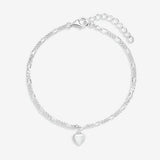 Simply Silver Fine Figaro Heart Bracelet 20cm - British product
