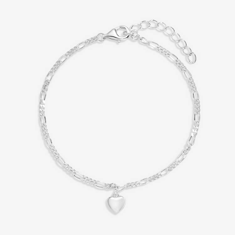 Simply Silver Fine Figaro Heart Bracelet 20cm - British product