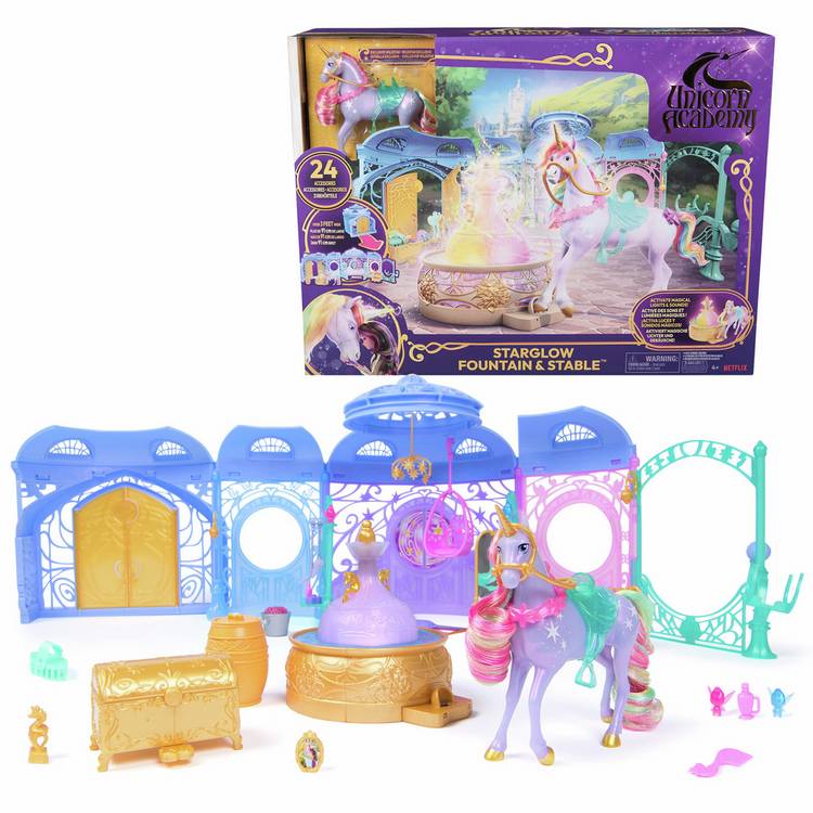 Unicorn Academy Starglow Fountain stable playset with Wildstar figure (British brand)