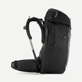 Decathlon travel backpack 56L black clamshell opening (British brand)