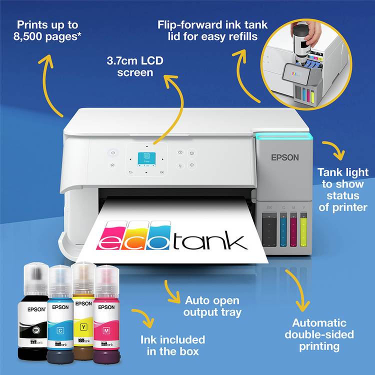 Epson EcoTank ET2956 inkjet printer, imported from the UK