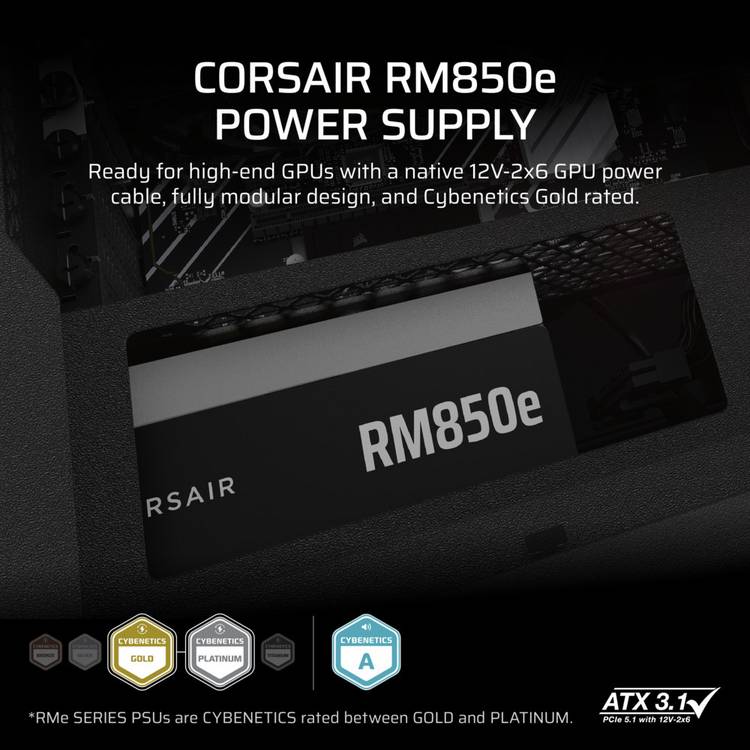 Corsair RM850e power supply 850W, imported from the UK