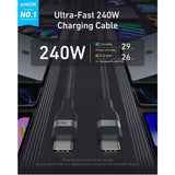 Anker 240W braided USB-C cable 0.9m, imported from the UK