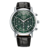 Citizen men's watch green dial leather strap 42mm, imported from the UK