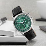 Citizen men's watch green dial leather strap 42mm, imported from the UK