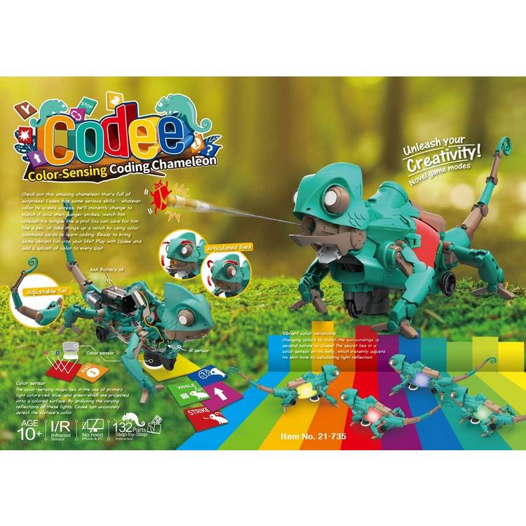 Menkind Codee colour-sensing chameleon construction kit 132 pieces, imported from the UK