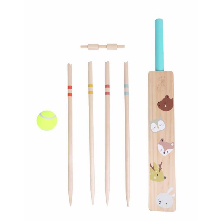 Chad Valley wooden kids cricket set with bat ball and stumps (British brand)