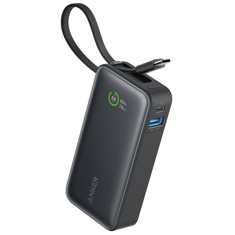 Anker 10000mAh Nano Power Bank with built-in USB-C cable, UK version