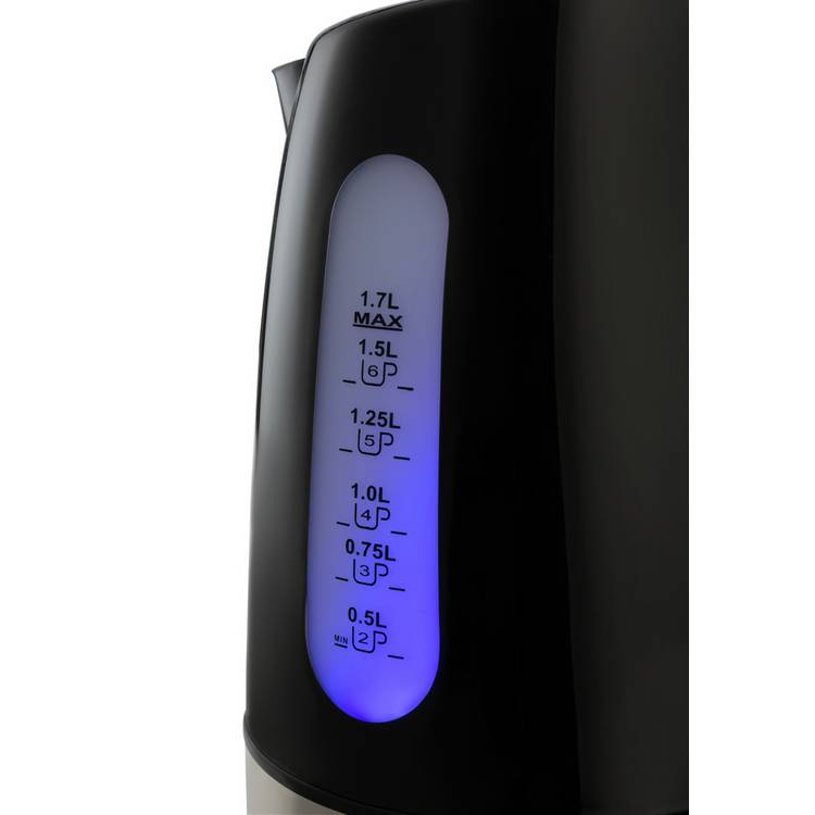 Cookworks plastic illuminated kettle black, UK version