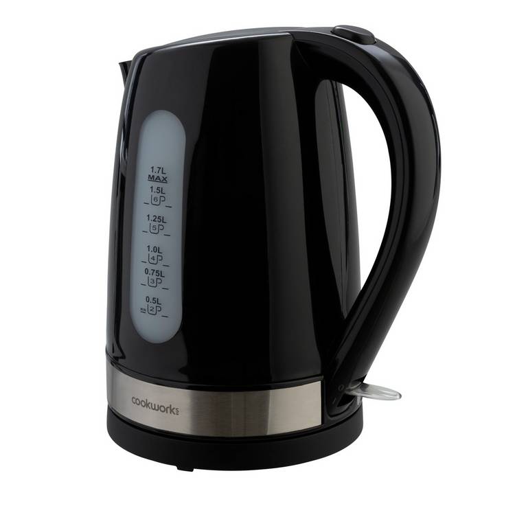 Cookworks plastic illuminated kettle black, UK version