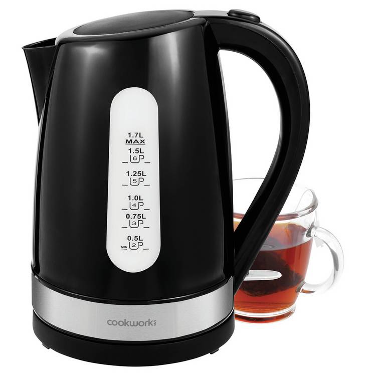 Cookworks plastic illuminated kettle black, UK version