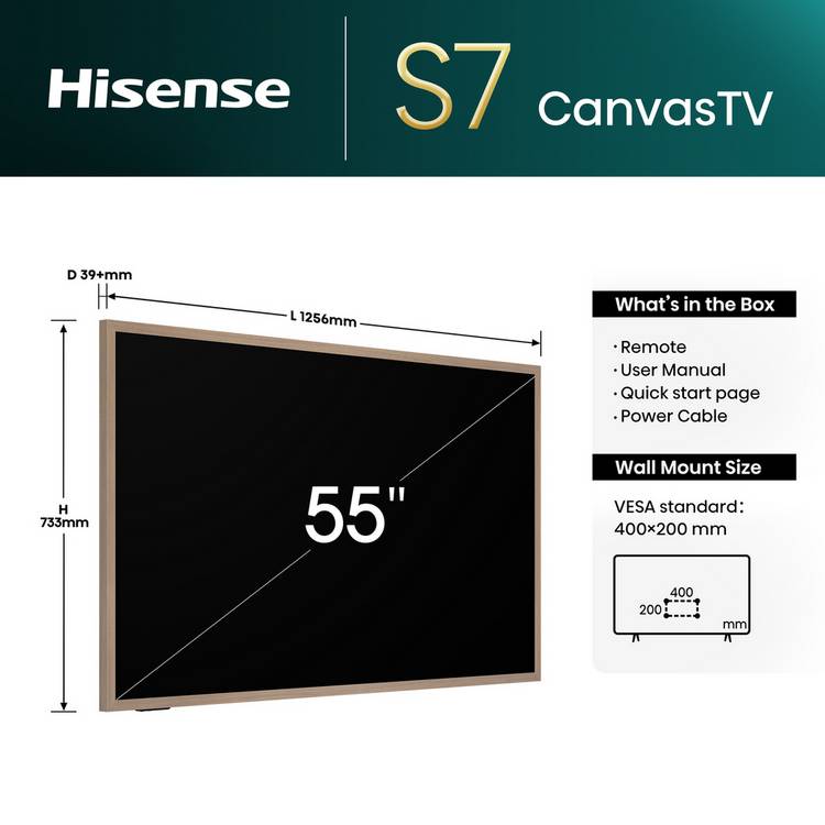 Hisense Smart TV QLED Canvas 55 inch, UK version