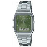 Casio Classic Green dual display stainless steel watch (British brand)