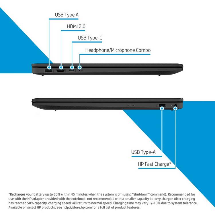 HP 17.3 laptop N100 4GB 128GB black (British brand)