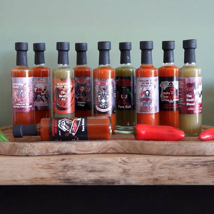 Menkind Hot Sauce Selection 10x50ml, imported from the UK