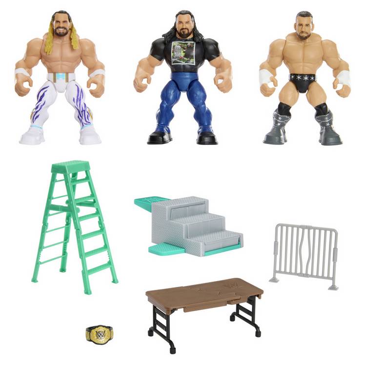 WWE Knuckle Crunchers WrestleMania action figure set, imported from the UK