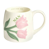 Argos Home ceramic mug with pink tulips, UK version