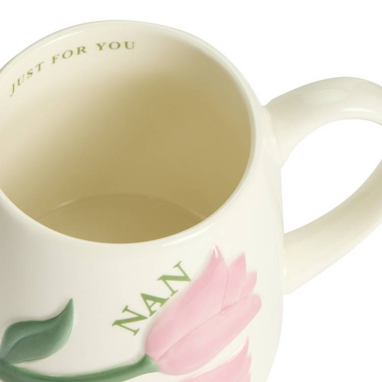 Argos Home ceramic mug with pink tulips, UK version