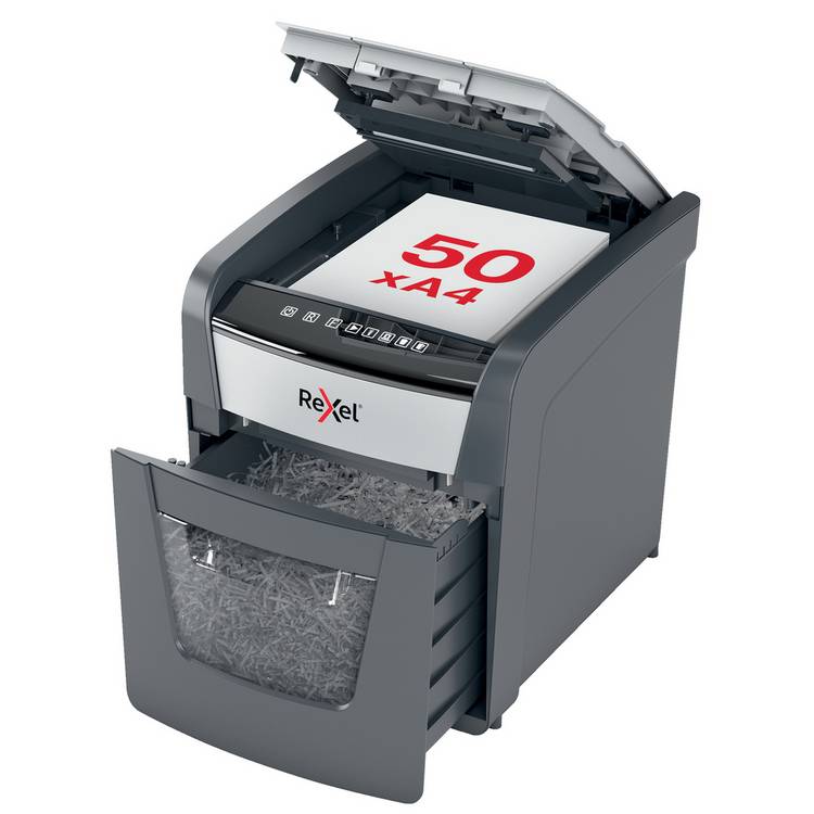 Rexel Optimum AutoFeed 50X cross cut shredder, UK version