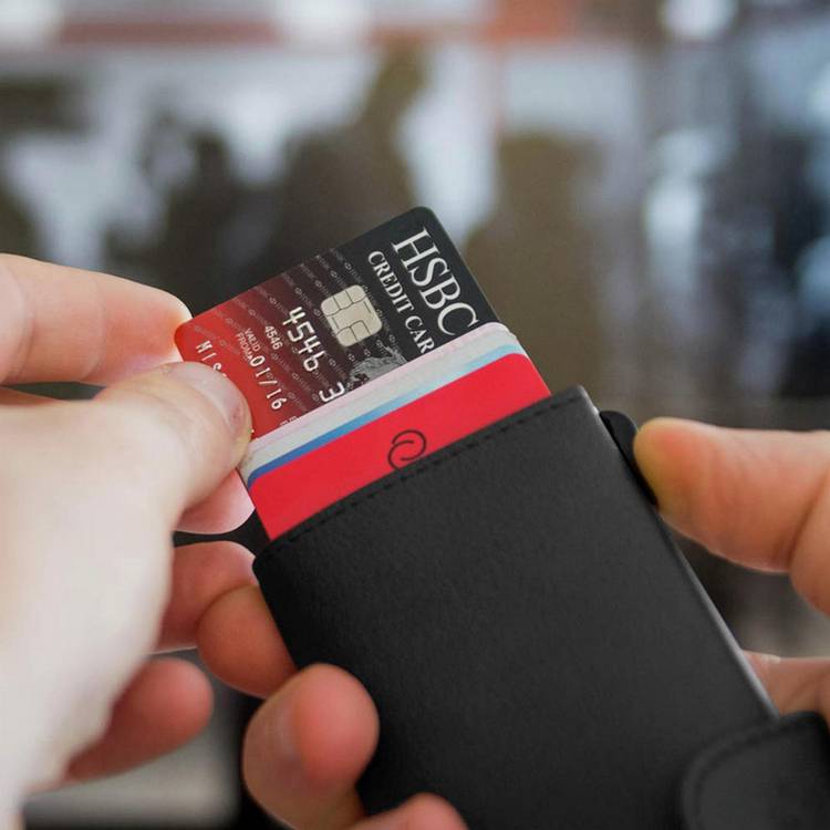 Menkind RFID cardholder wallet black leather - British product