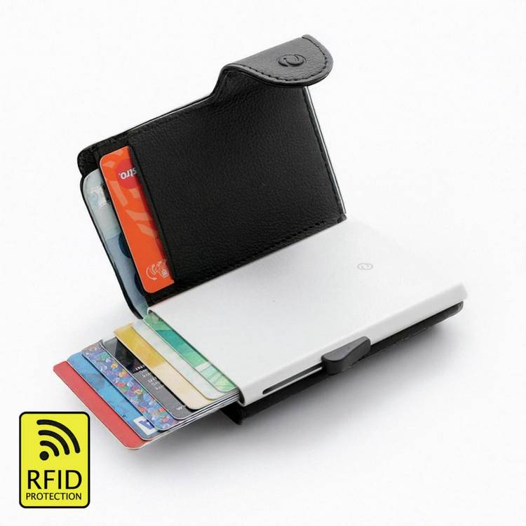 Menkind RFID cardholder wallet black leather - British product