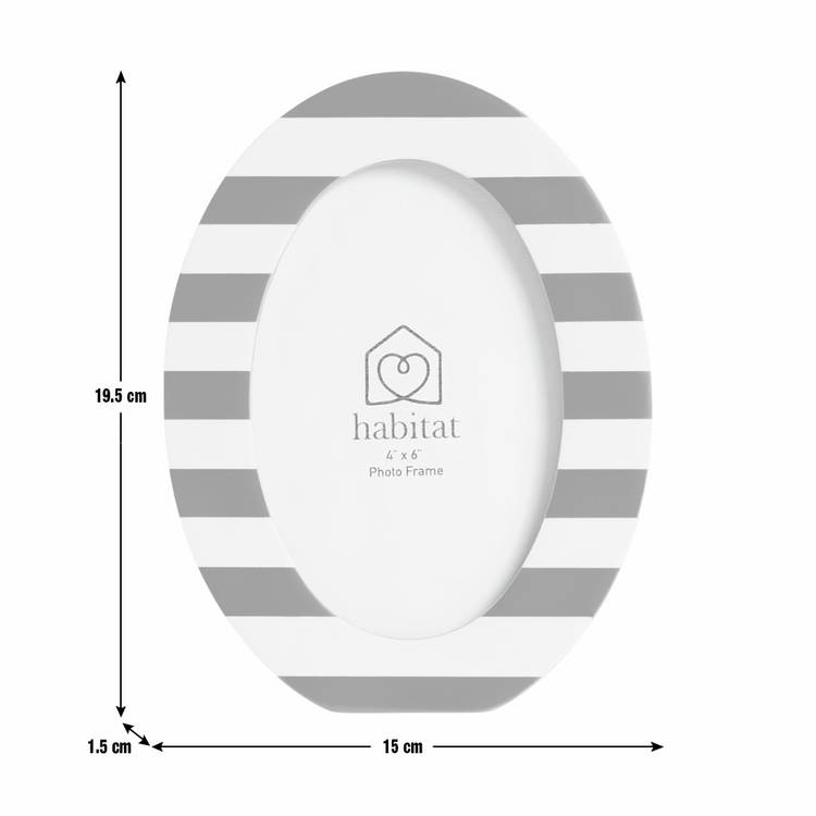 Habitat red and white striped oval resin picture frame 4x6, imported from the UK