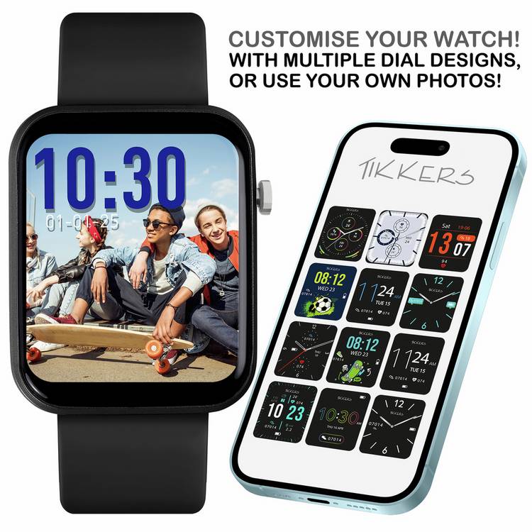 Tikkers Teen Series 13 Black smartwatch and earbuds set - British product