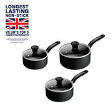 Argos Tefal 3 Piece Aluminium Saucepan Set Black- Buy online at McGrocer
