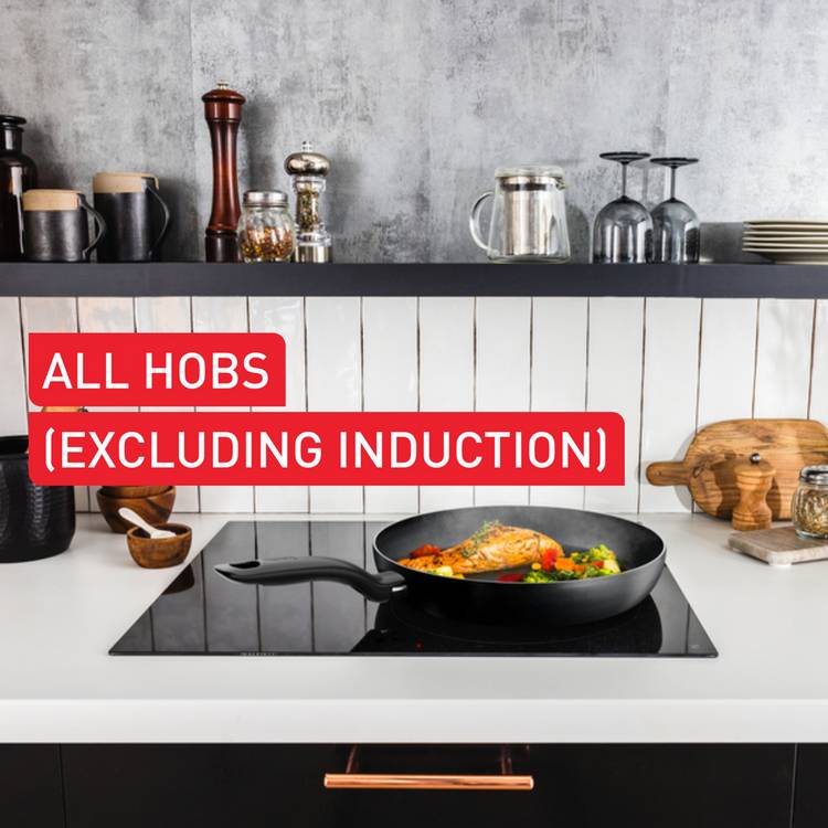 Tefal aluminium saucepan set black, imported from the UK