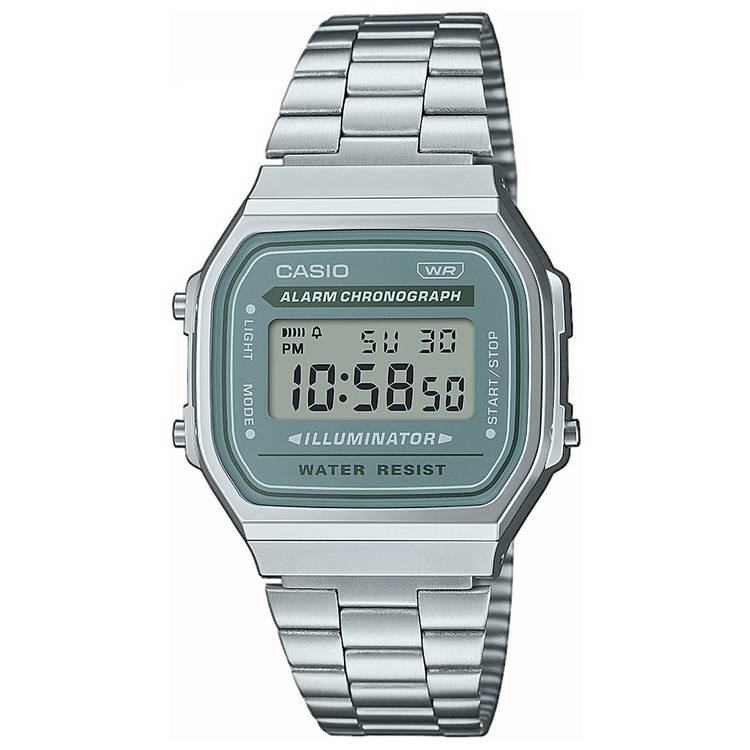 Casio Vintage green dial stainless steel watch - British product