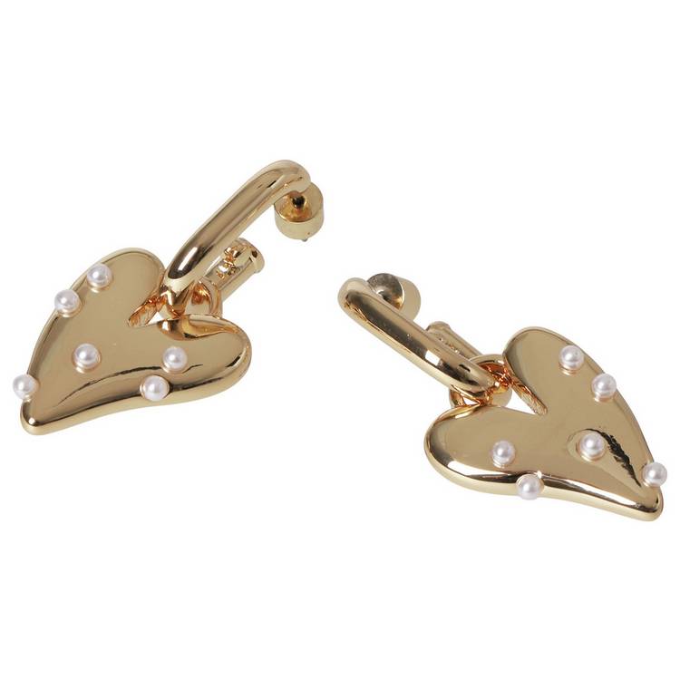 Liars & Lovers gold tone heart pearl drop earrings - British product