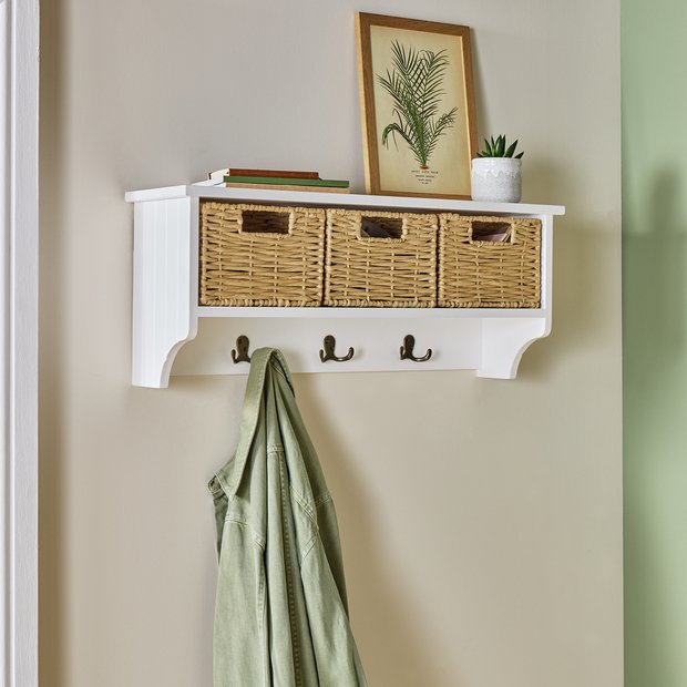 Argos Home hallway wall shelf and coat rack with storage boxes - British product