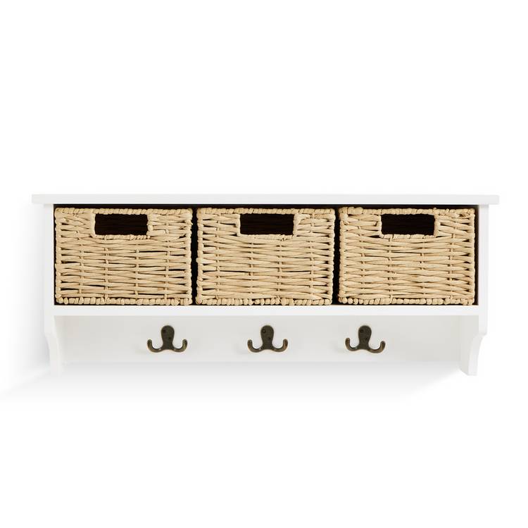 Argos Home hallway wall shelf and coat rack with storage boxes - British product