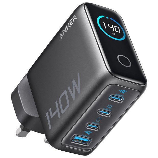 Anker 140W GaN 4-port USB-C USB-A wall charger (British brand)