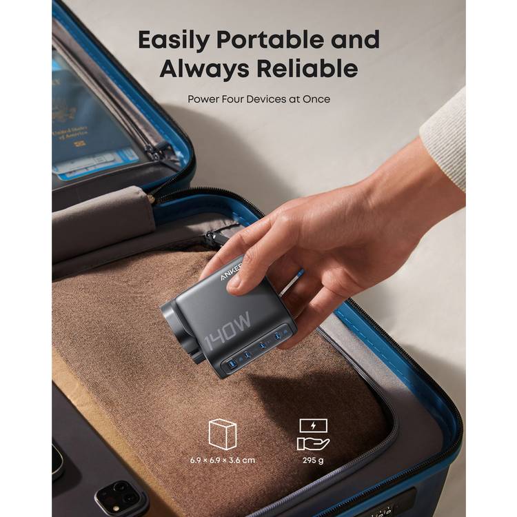 Anker 140W GaN 4-port USB-C USB-A wall charger (British brand)