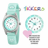 Tikkers kids watch aqua heart gift set (British brand)