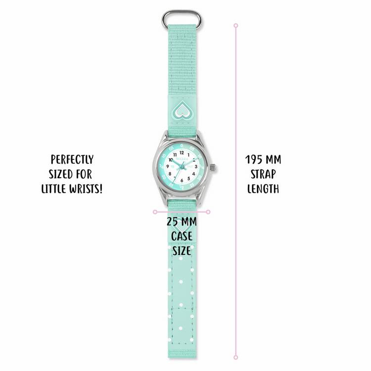 Tikkers kids watch aqua heart gift set (British brand)