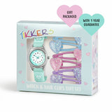 Tikkers kids watch aqua heart gift set (British brand)
