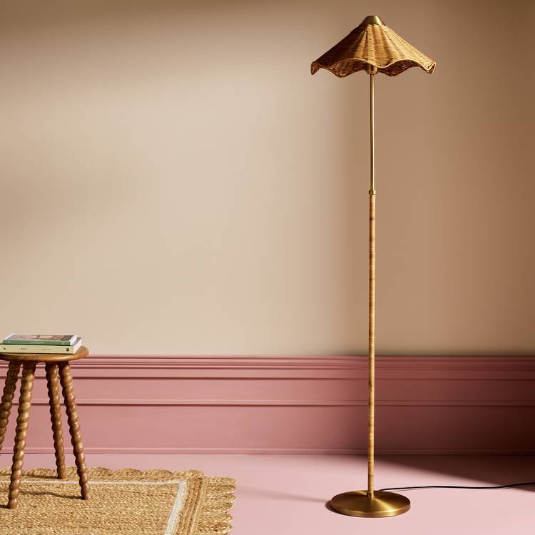 Habitat Norah rattan floor lamp natural, imported from the UK