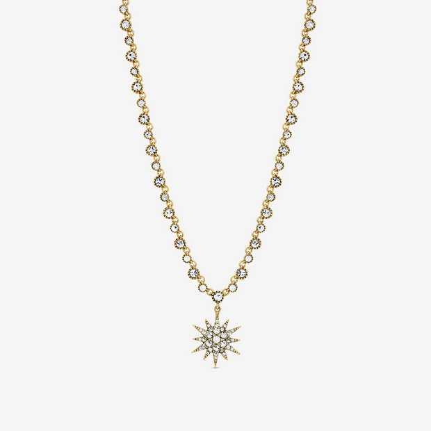 Lipsy gold crystal antique pendant necklace, UK version