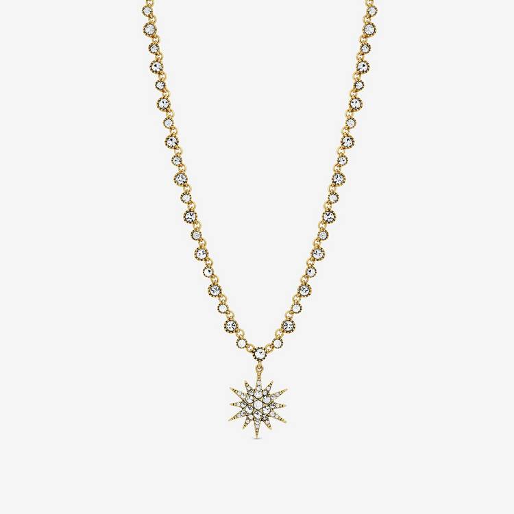 Lipsy gold crystal antique pendant necklace, UK version