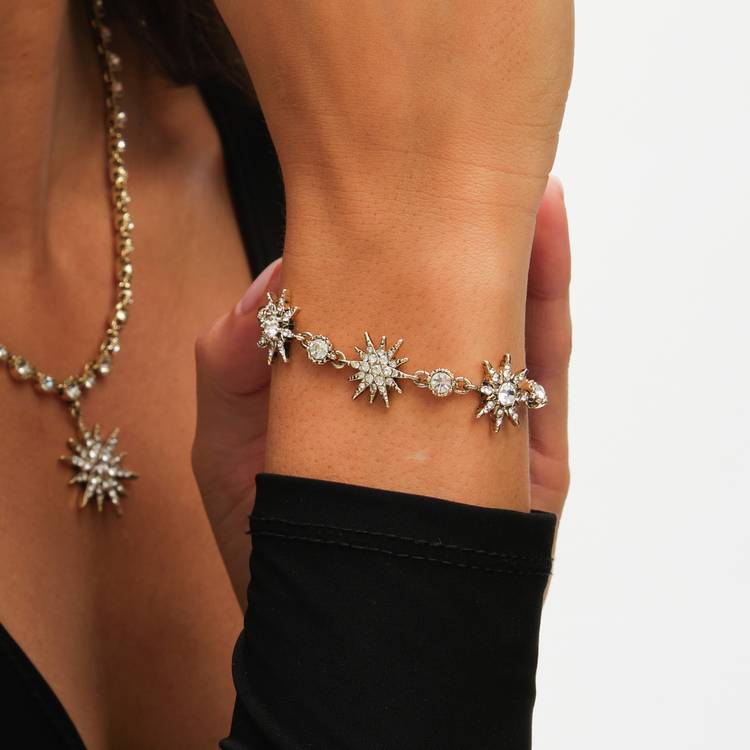 Lipsy yellow gold crystal toggle bracelet 25cm - British product