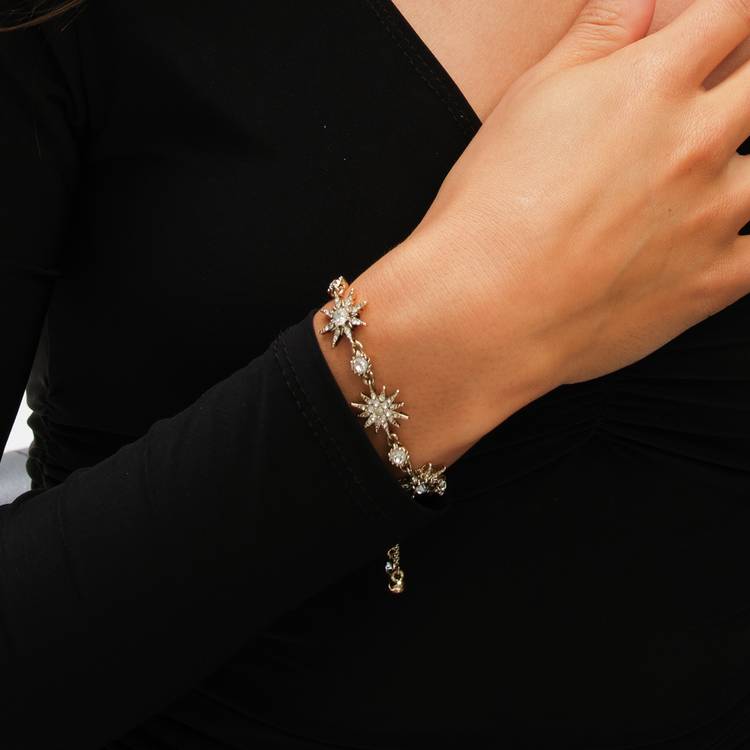 Lipsy yellow gold crystal toggle bracelet 25cm - British product