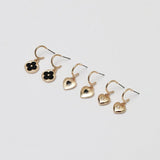 Lipsy gold heart clover charm huggie earrings set - British product