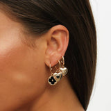 Lipsy gold heart clover charm huggie earrings set - British product