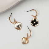Lipsy gold heart clover charm huggie earrings set - British product