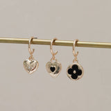 Lipsy gold heart clover charm huggie earrings set - British product