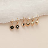 Lipsy gold heart clover charm huggie earrings set - British product