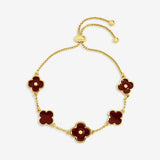 Lipsy gold clover bracelet with burgundy charm, UK version