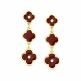 Argos Lipsy Gold & Burgundy Clover Triple Drop Earrings- Buy online at McGrocer